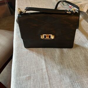 Rebecca Minkoff Black Quilted Crossbody Bag with Gold Clasp